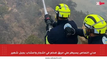 مدني النماص يسيطر على حريق ضخم في أشجار وأعشاب بجبل شهير